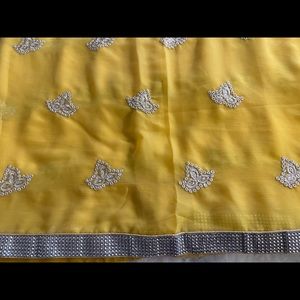 Beautiful Indian yellow Chiffon Georgette Saree